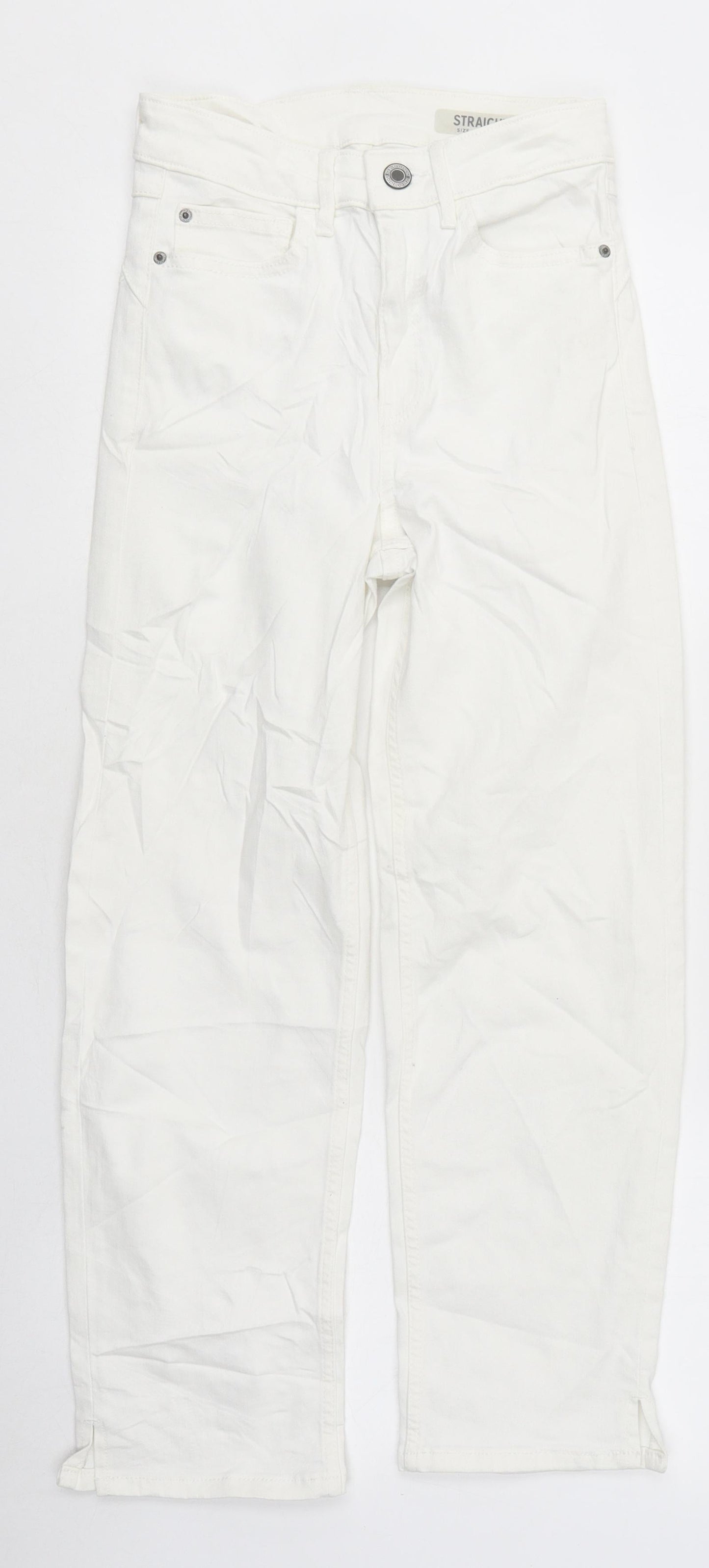 Marks and Spencer Womens White Cotton Skinny Jeans Size 6 L35 in Regular Zip