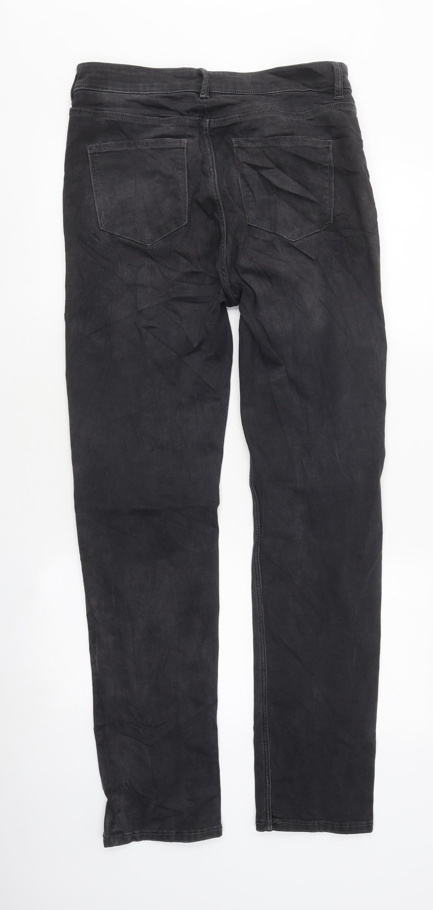 Marks and Spencer Womens Black Cotton Skinny Jeans Size 12 L38.5 in Regular Zip