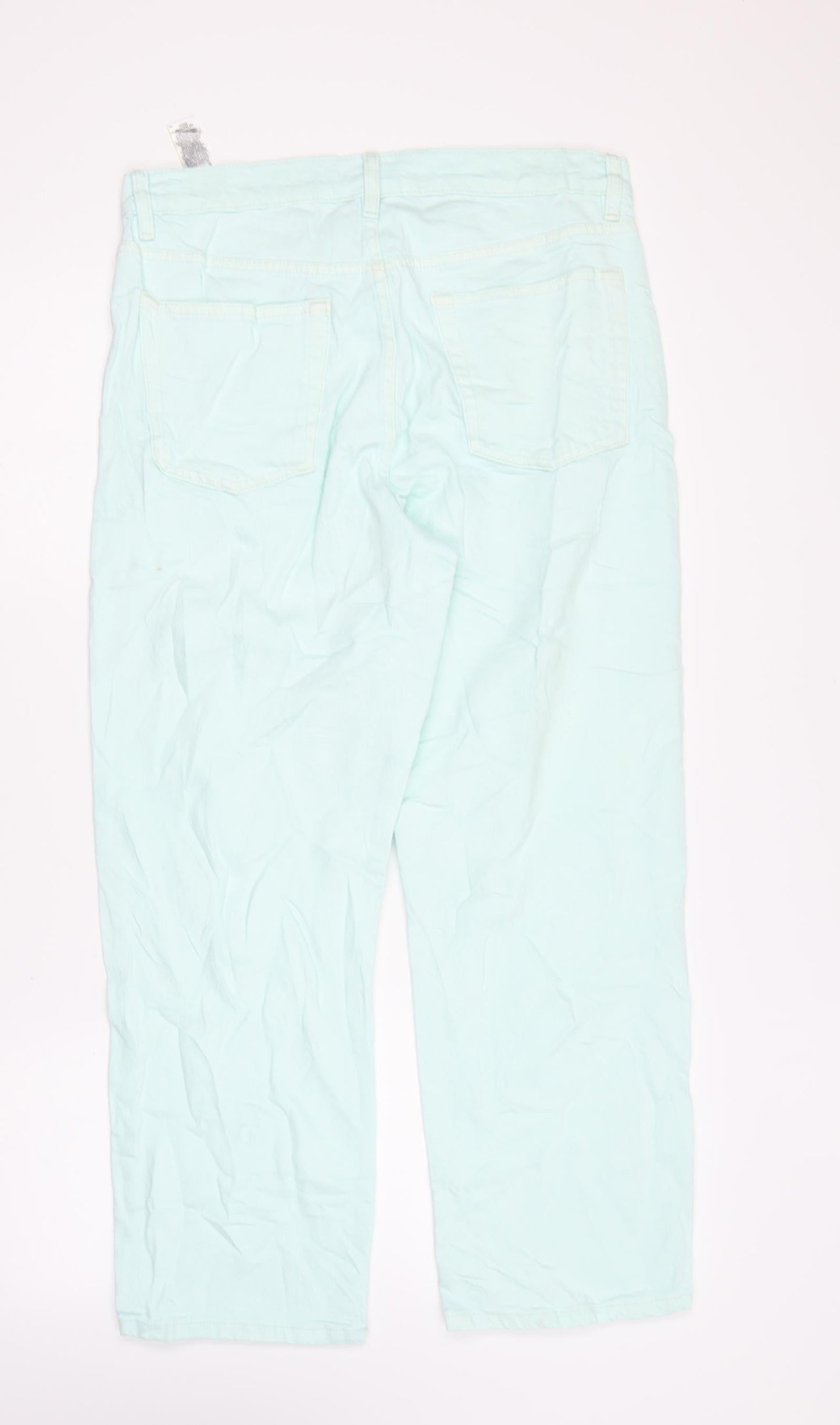 Marks and Spencer Womens Blue Cotton Straight Jeans Size 12 L26 in Regular Zip