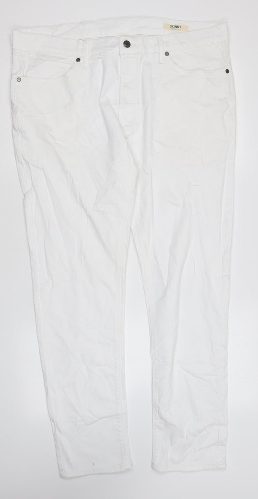 Marks and Spencer Womens White Cotton Skinny Jeans Size 38 in L30 in Regular Zip