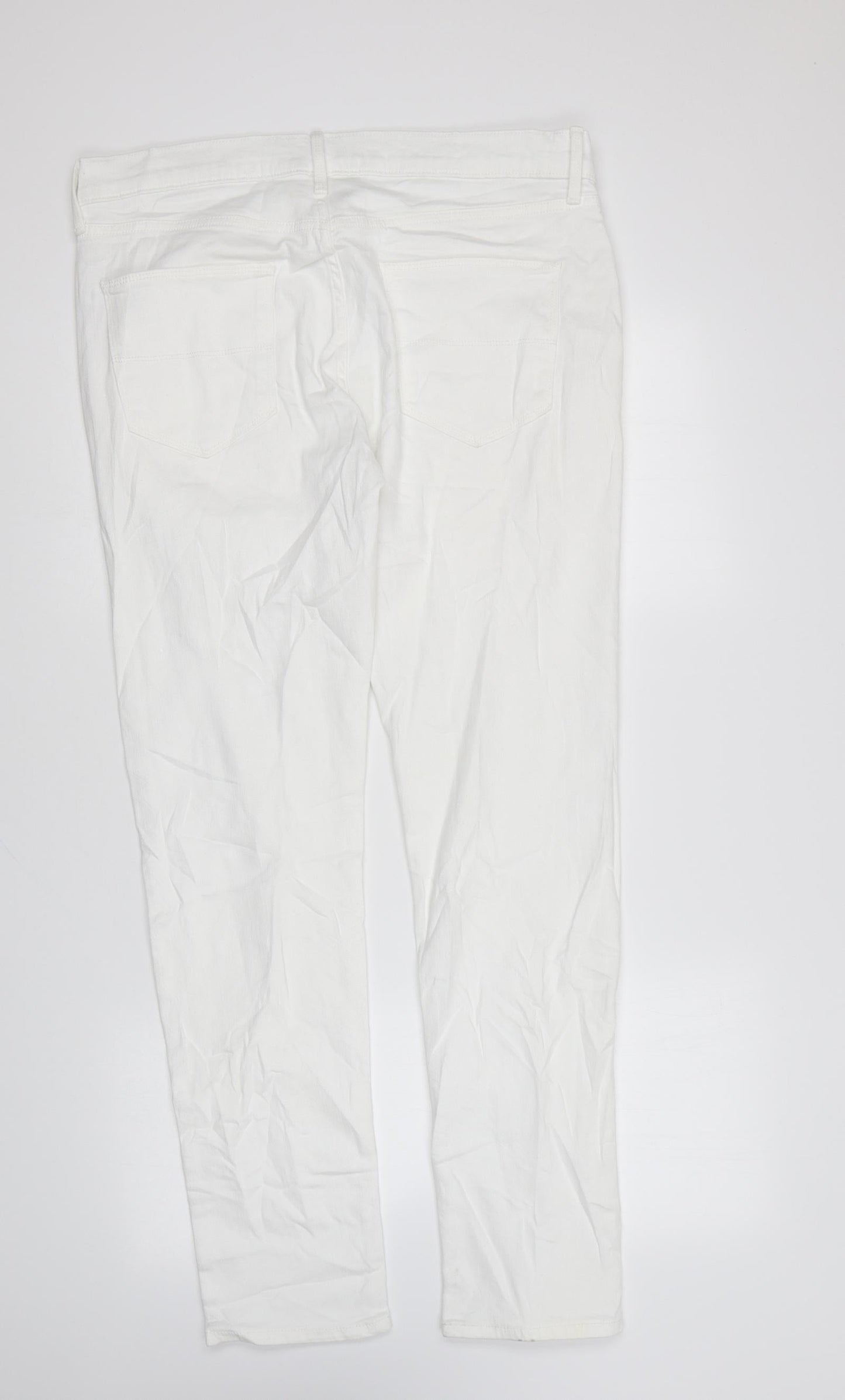 Marks and Spencer Womens White Cotton Skinny Jeans Size 34 in L31 in Regular Zip