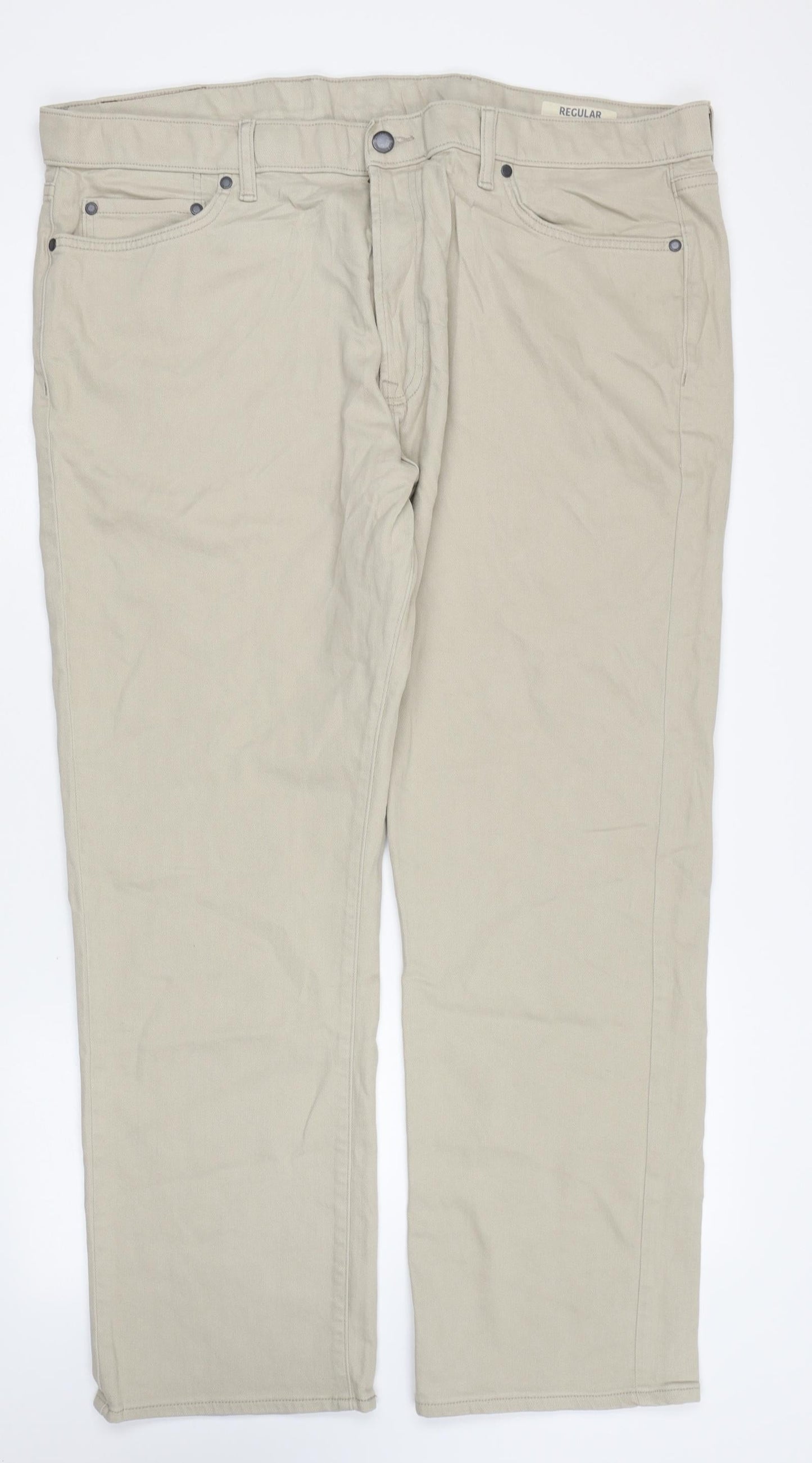 Marks and Spencer Womens Beige Cotton Skinny Jeans Size 42 in L31 in Regular Zip