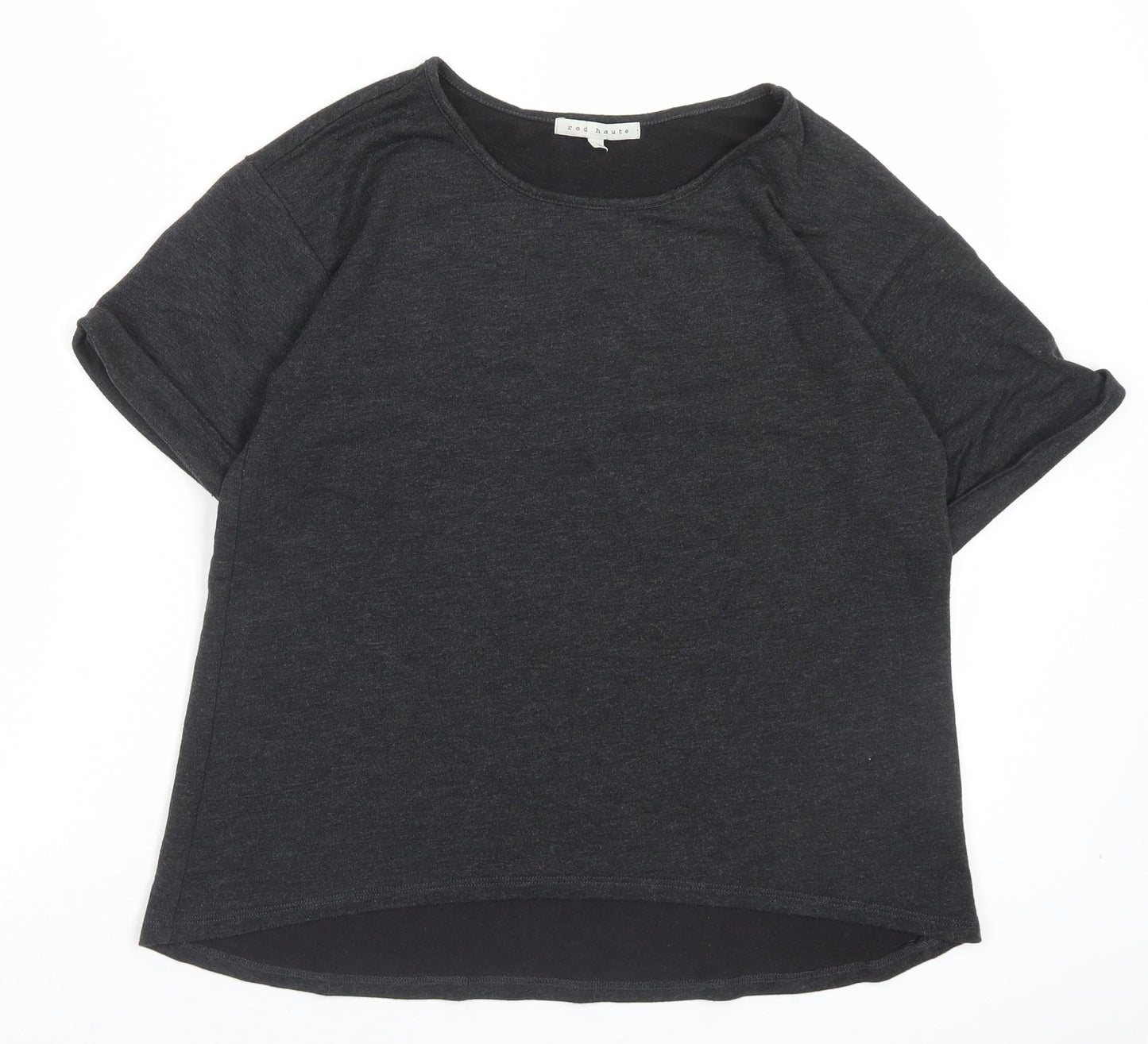 Red Haute Womens Grey Viscose Basic T-Shirt Size S Crew Neck