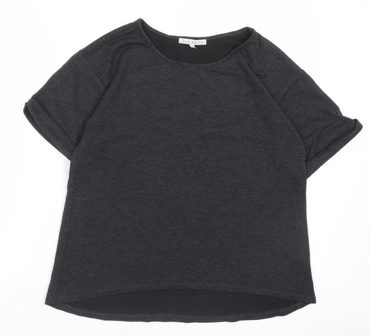 Red Haute Womens Grey Viscose Basic T-Shirt Size S Crew Neck
