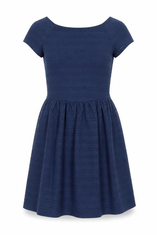 New Look Womens Blue Polyester A-Line Size 8 Boat Neck Pullover