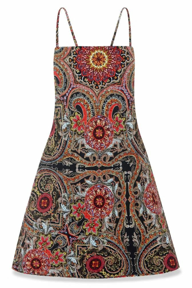 SheIn Womens Multicoloured Paisley Polyester A-Line Size S Square Neck Tie