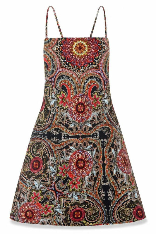 SheIn Womens Multicoloured Paisley Polyester A-Line Size S Square Neck Tie
