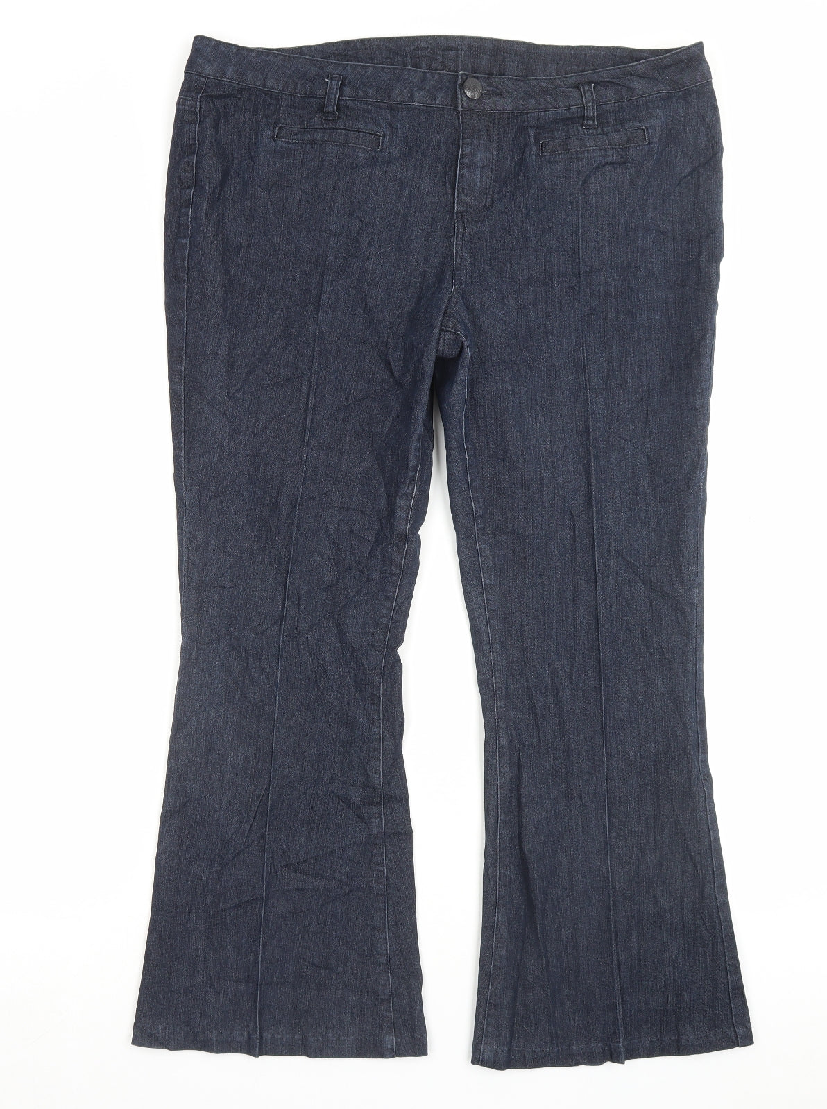 Dorothy Perkins Womens Blue Cotton Trousers Size 18 L27 in Regular Button