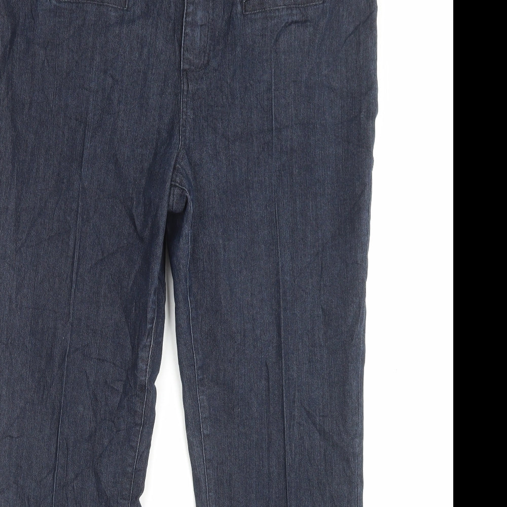 Dorothy Perkins Womens Blue Cotton Trousers Size 18 L27 in Regular Button