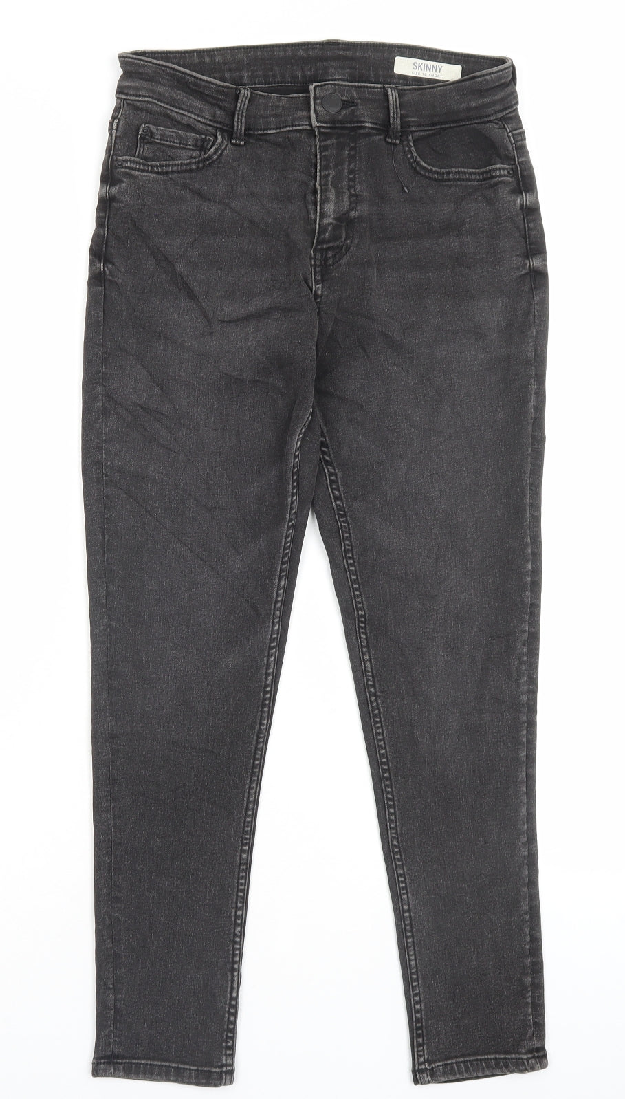 Marks and Spencer Womens Black Cotton Skinny Jeans Size 10 L25 in Regular Button
