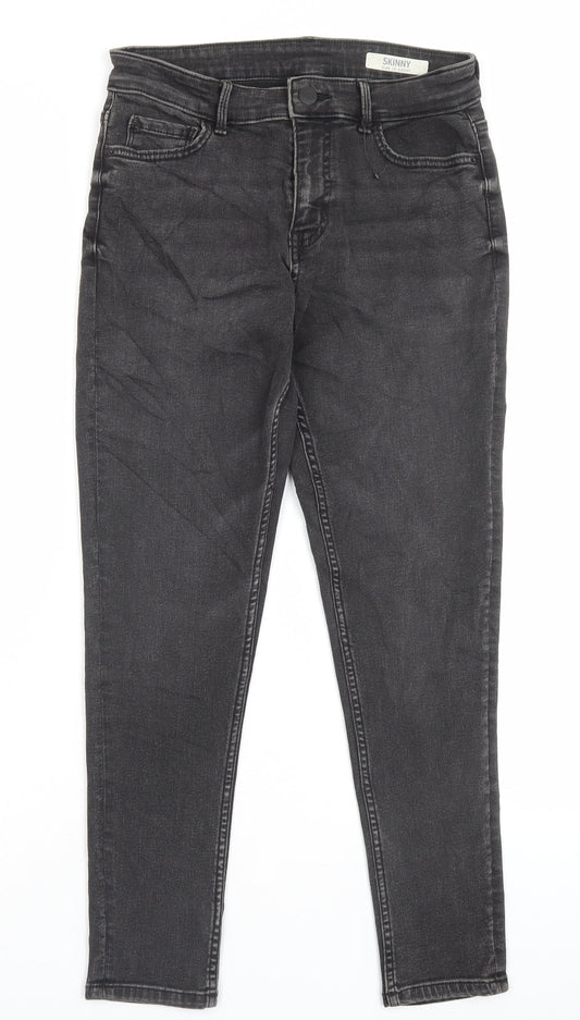Marks and Spencer Womens Black Cotton Skinny Jeans Size 10 L25 in Regular Button
