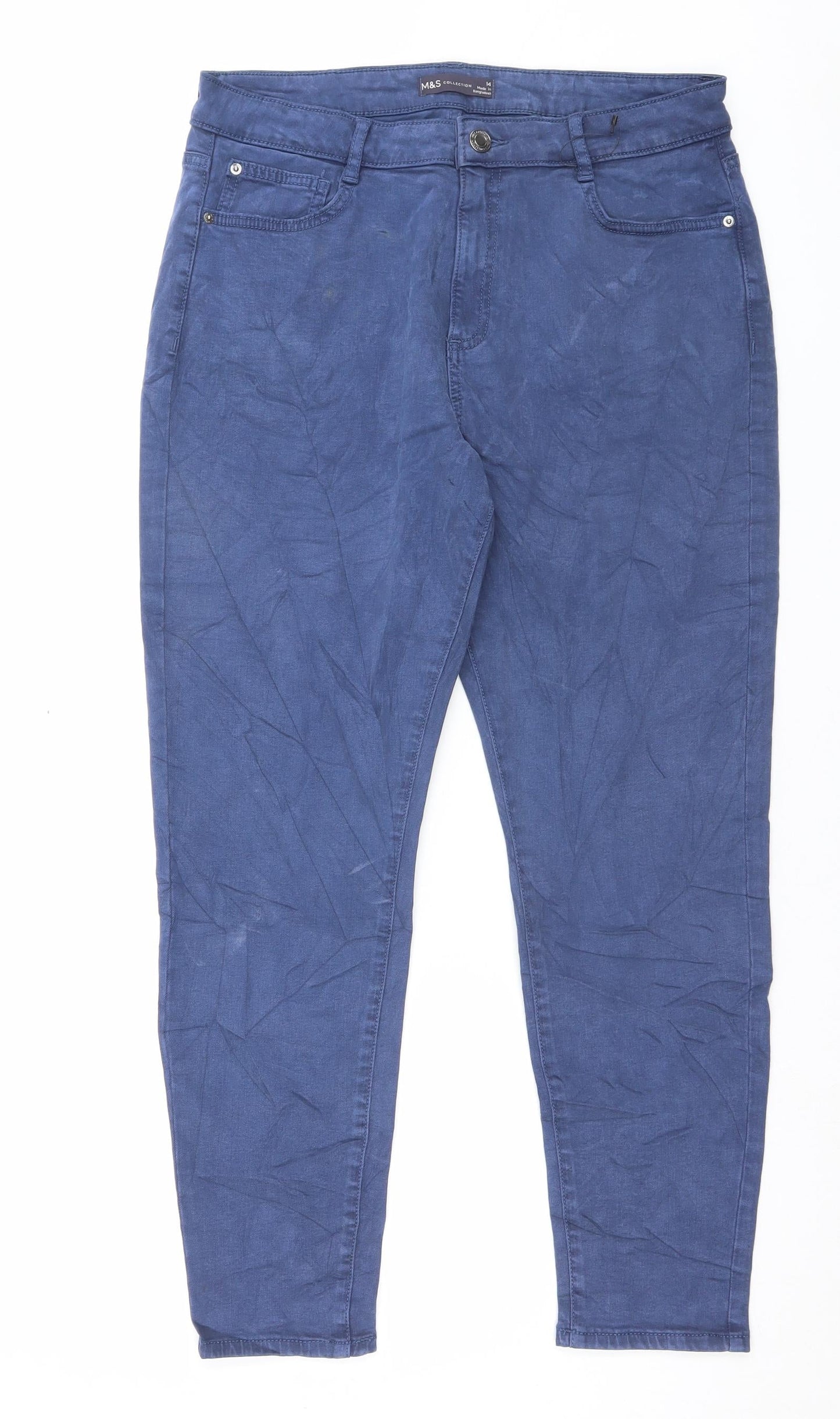 Marks and Spencer Womens Lyocell Straight Jeans Size 14 L26 in Regular Button