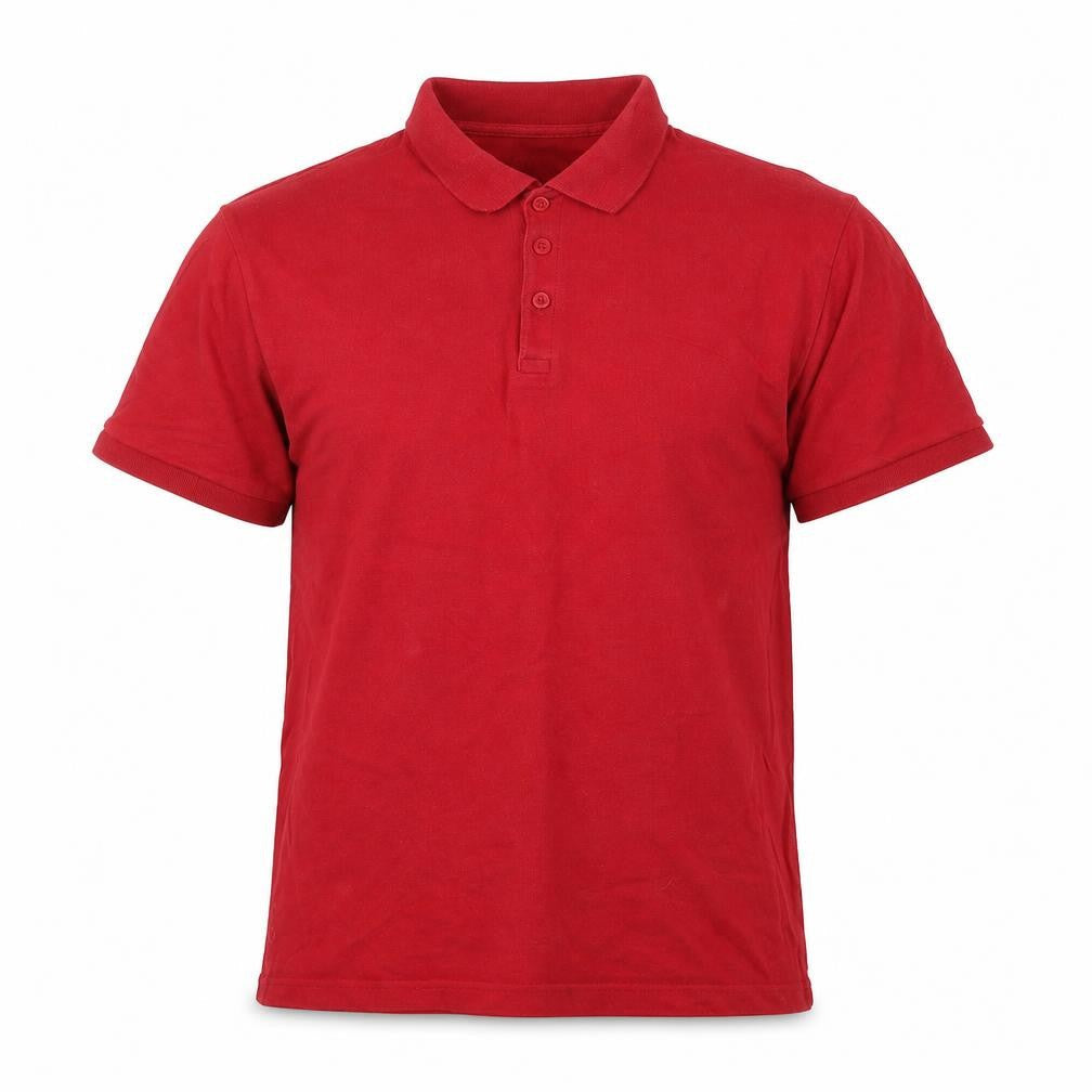 George Mens Red Cotton Polo Size M Collared Pullover