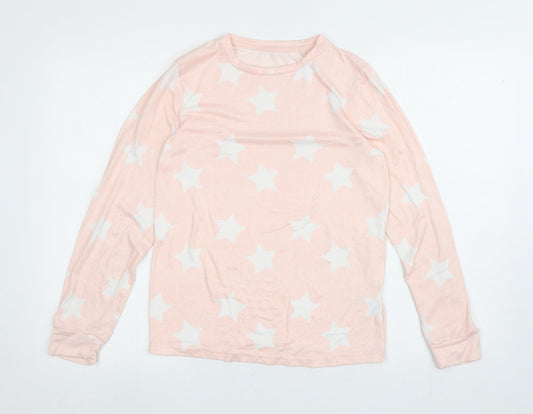 Jeff & Co Girls Pink Round Neck Geometric Polyester Pullover Jumper Size 12-13 Years Pullover - Stars