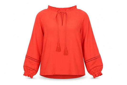 Marks and Spencer Womens Red Polyester Basic Blouse Size 10 V-Neck