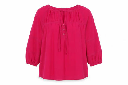 Per Una Womens Pink Polyester Basic Blouse Size 6 Round Neck