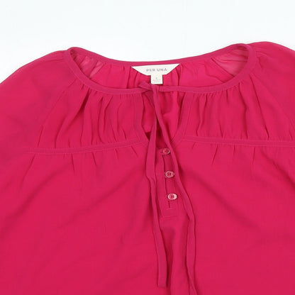 Per Una Womens Pink Polyester Basic Blouse Size 6 Round Neck