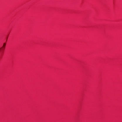 Per Una Womens Pink Polyester Basic Blouse Size 6 Round Neck