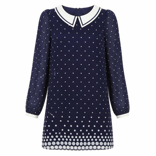 Be Beau Womens Blue Polka Dot Polyester A-Line Size 12 Collared Zip