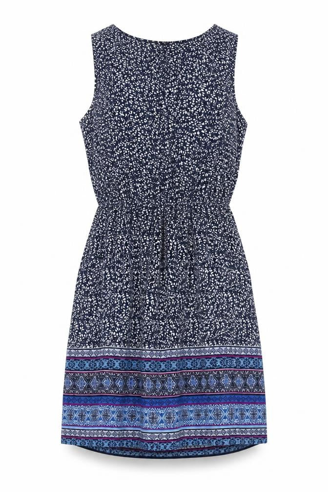 Gap Womens Blue Geometric Polyester A-Line Size M V-Neck Pullover - Elasticated Waist