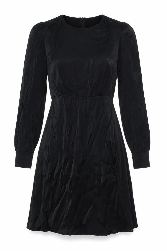 YAS Womens Black Polyester A-Line Size S Round Neck Zip