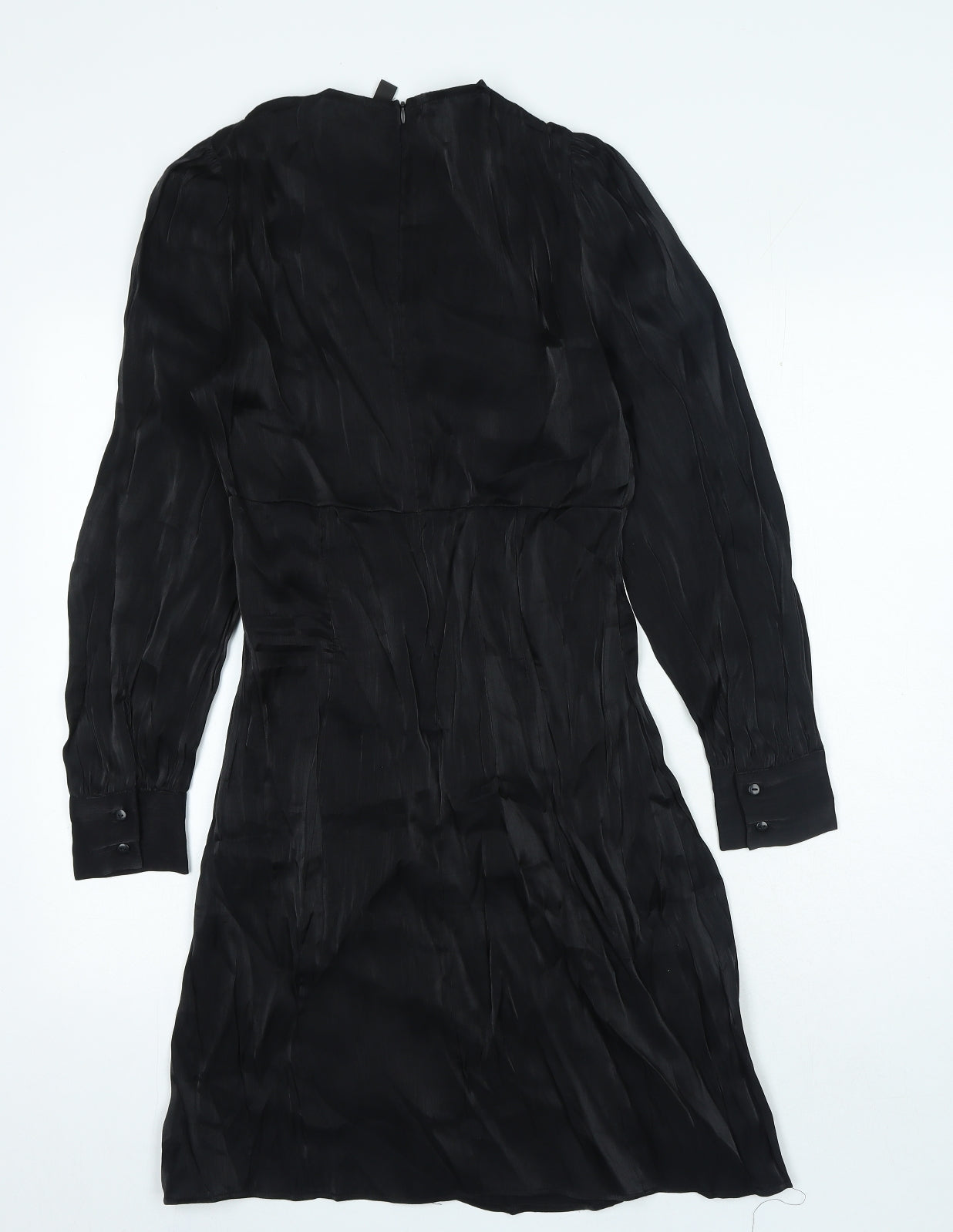 YAS Womens Black Polyester A-Line Size S Round Neck Zip