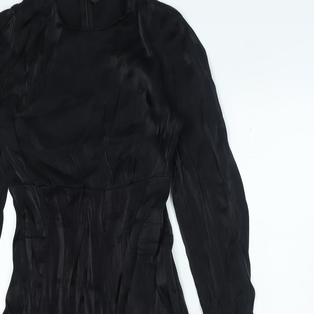 YAS Womens Black Polyester A-Line Size S Round Neck Zip