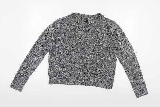 H&M Womens Grey Round Neck Acrylic Pullover Jumper Size S