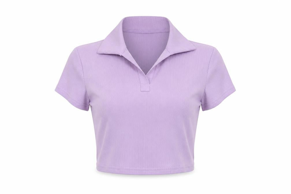 SheIn Womens Purple Polyester Cropped Polo Size XS Collared - Ribbed