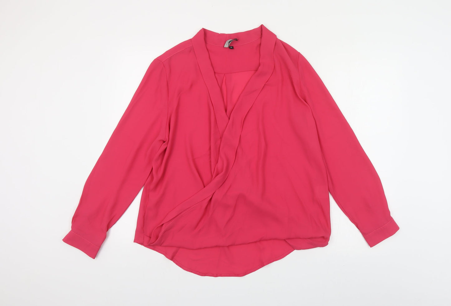 Intuition Womens Pink Polyester Basic Blouse Size 14 V-Neck