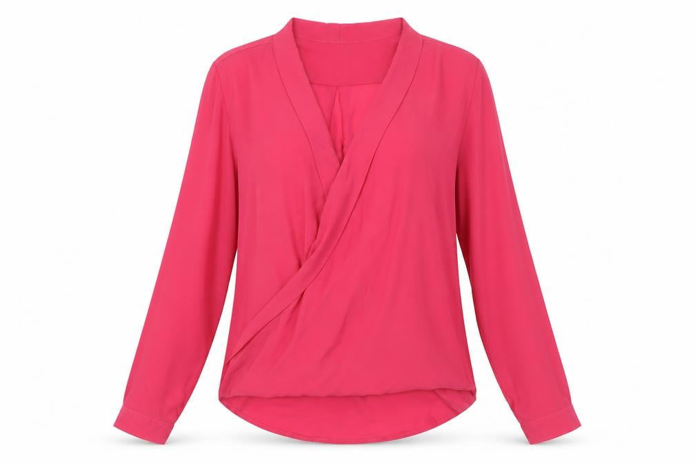 Intuition Womens Pink Polyester Basic Blouse Size 14 V-Neck
