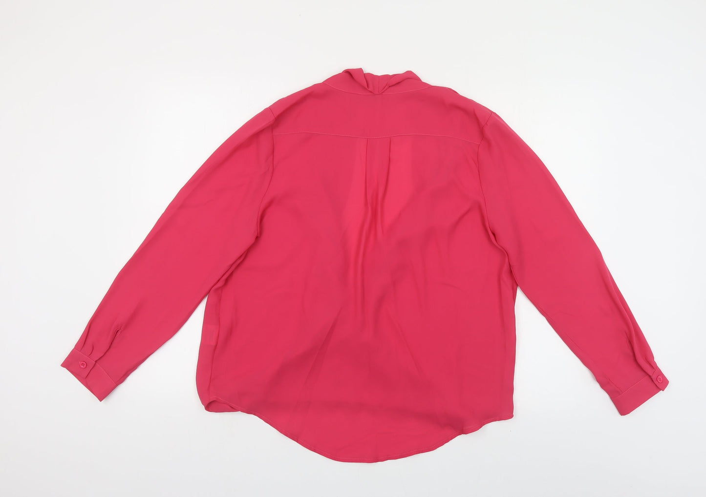 Intuition Womens Pink Polyester Basic Blouse Size 14 V-Neck