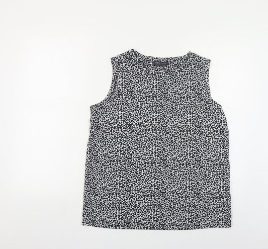 Marks and Spencer Womens Black Geometric Polyester Basic Tank Size 12 Round Neck
