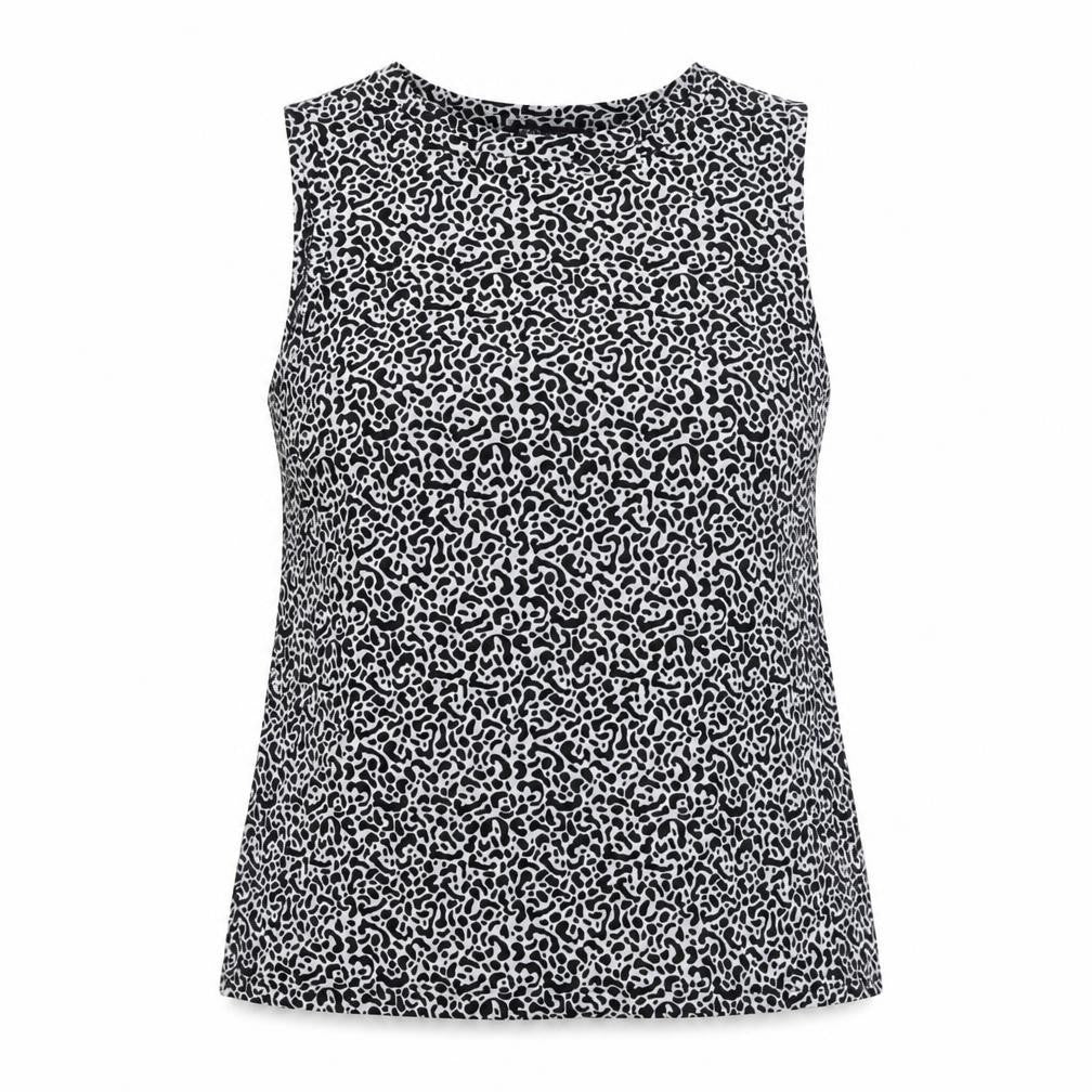 Marks & Spencer Womens Black Geometric Polyester Basic Tank Size 12 Round Neck