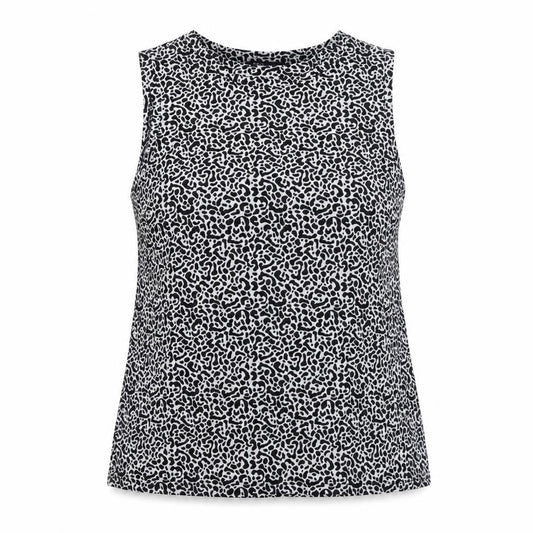 Marks and Spencer Womens Black Geometric Polyester Basic Tank Size 12 Round Neck