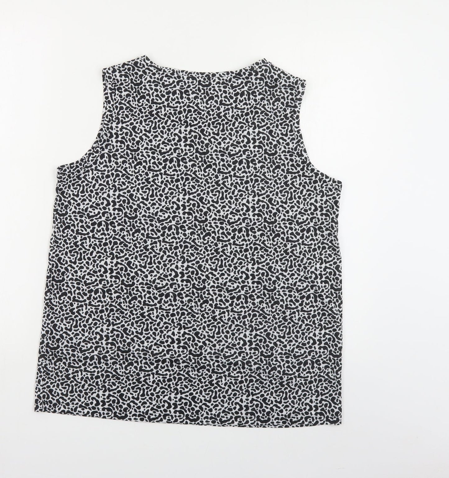 Marks and Spencer Womens Black Geometric Polyester Basic Tank Size 12 Round Neck