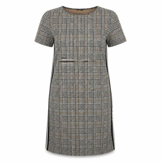 New Look Womens Grey Plaid Polyester Pencil Dress Size 8 Round Neck Pullover - Side Stripe
