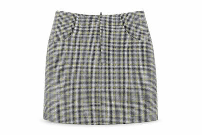 Pull&Bear Womens Blue Plaid Polyester Mini Skirt Size XS Zip