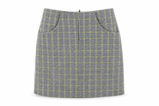 Pull&Bear Womens Blue Plaid Polyester Mini Skirt Size XS Zip