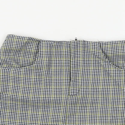 Pull&Bear Womens Blue Plaid Polyester Mini Skirt Size XS Zip