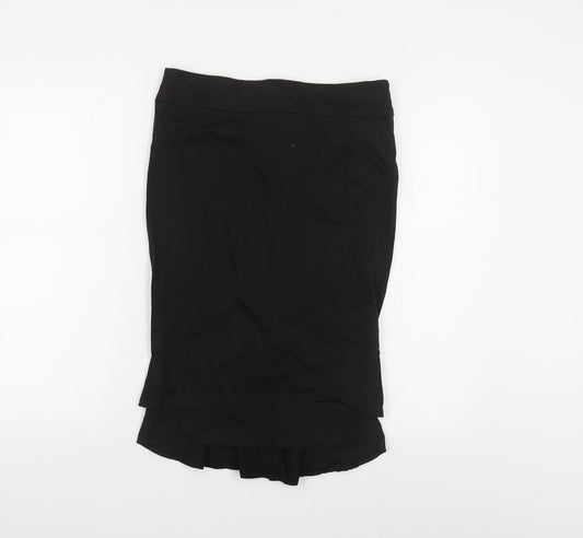 Topshop Womens Black Cotton Trumpet Skirt Size 12 Zip