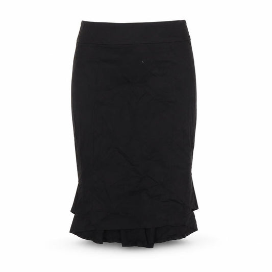 Topshop Womens Black Cotton Trumpet Skirt Size 12 Zip