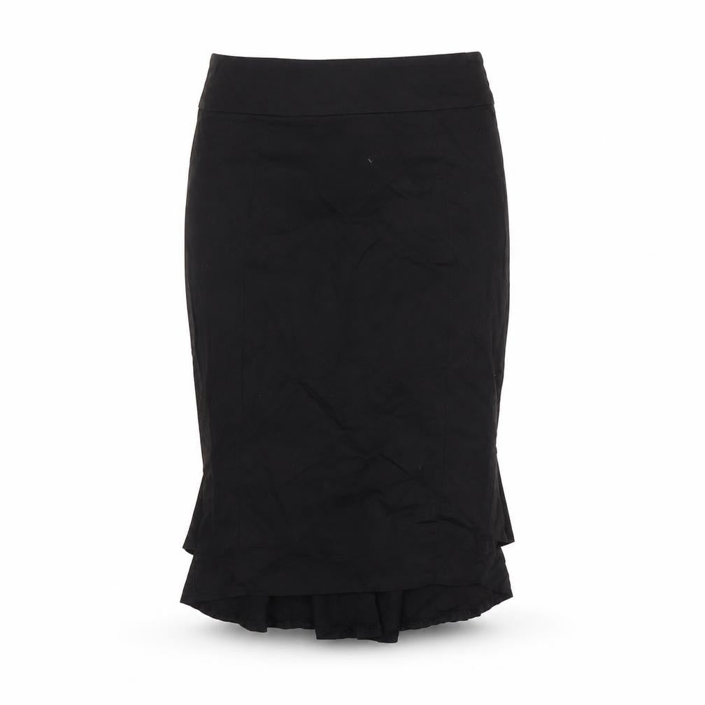 Topshop Womens Black Cotton Trumpet Skirt Size 12 Zip