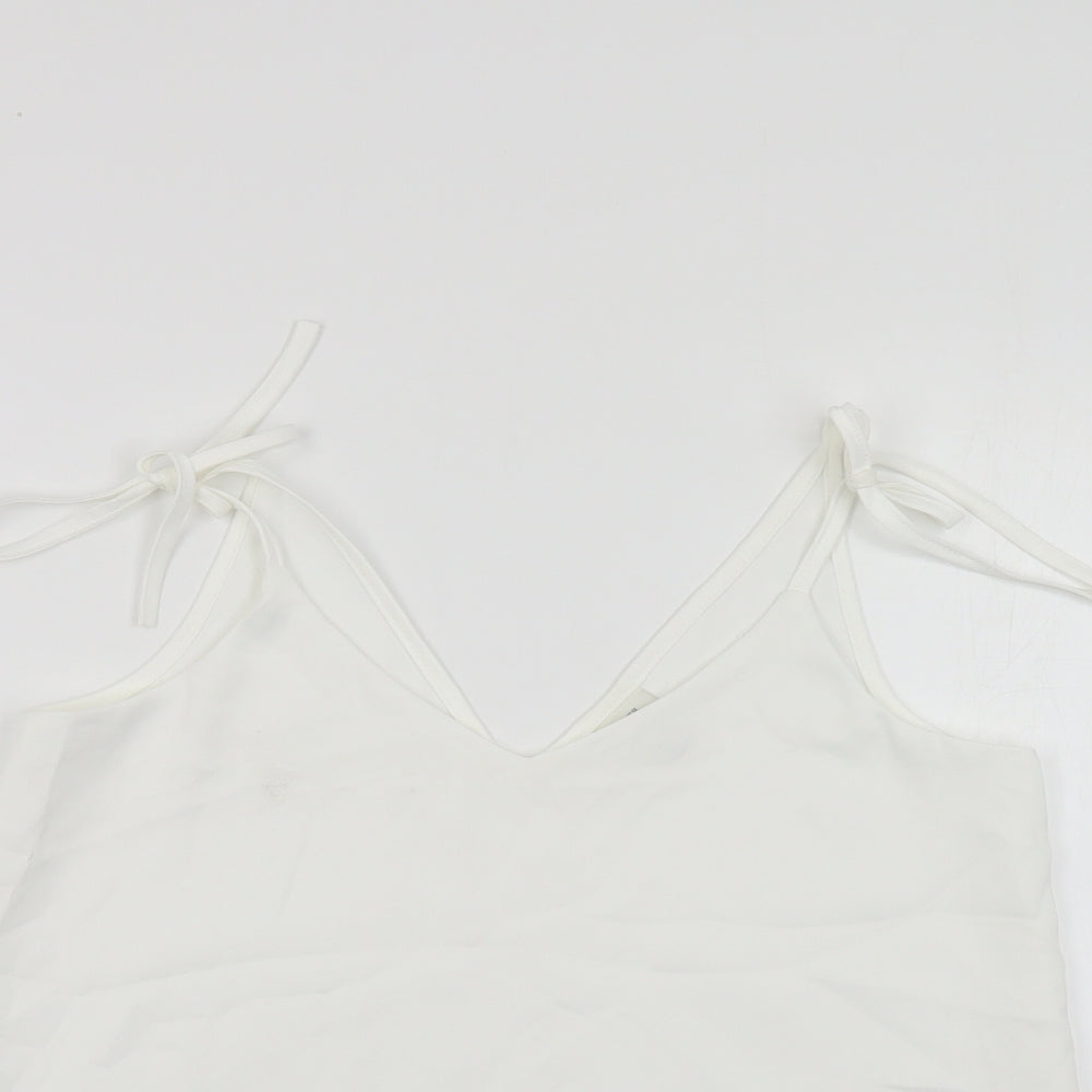 River Island Womens White Polyester Camisole Blouse Size 8 V-Neck