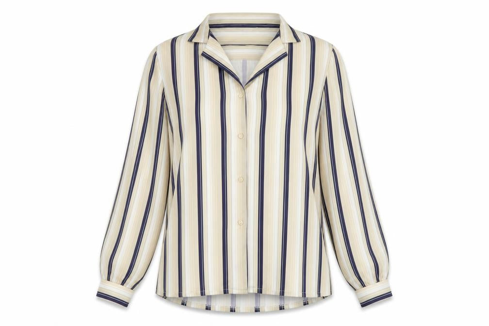 Butte Knit Womens Beige Striped Polyester Basic Button-Up Size 16 Collared