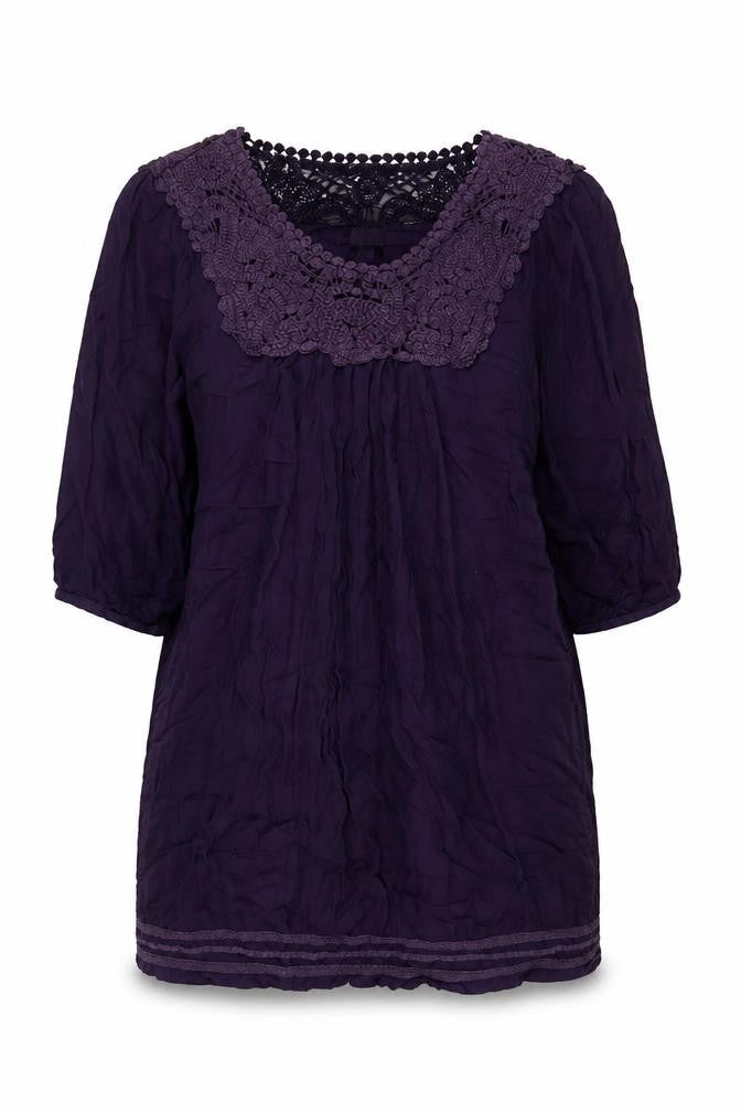 Monsoon Womens Purple Viscose Tunic Blouse Size 12 Round Neck