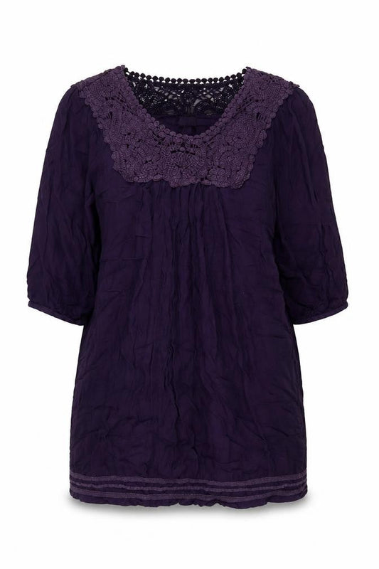 Monsoon Womens Purple Viscose Tunic Blouse Size 12 Round Neck