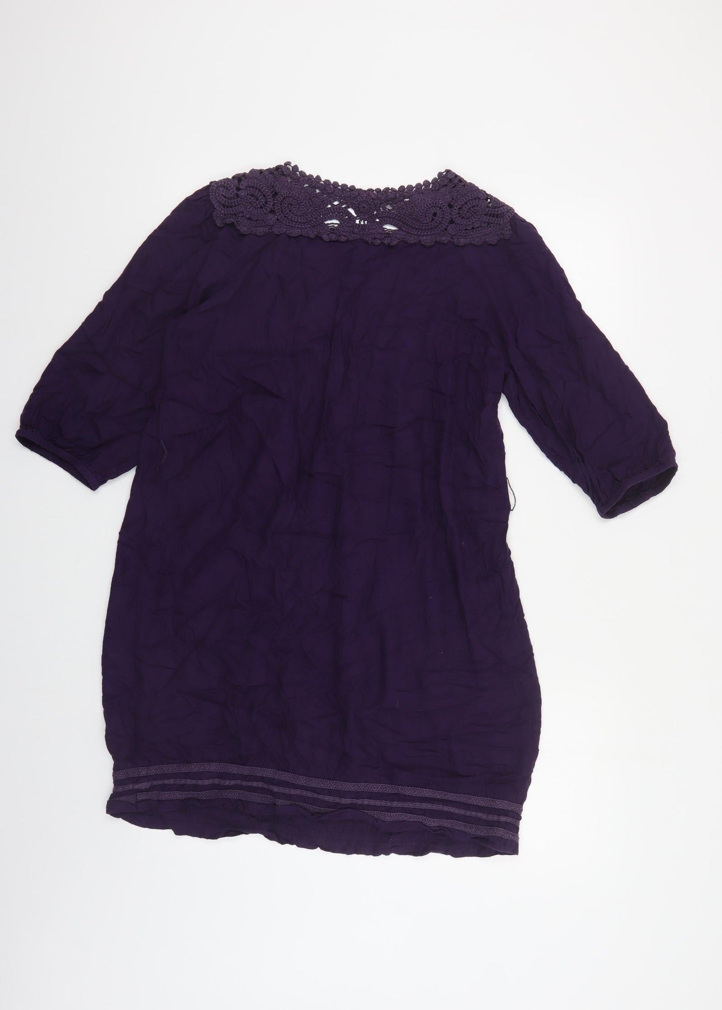 Monsoon Womens Purple Viscose Tunic Blouse Size 12 Round Neck