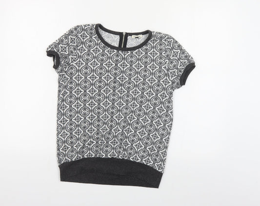 River Island Womens Black Round Neck Geometric Polyester Pullover Jumper Size 10