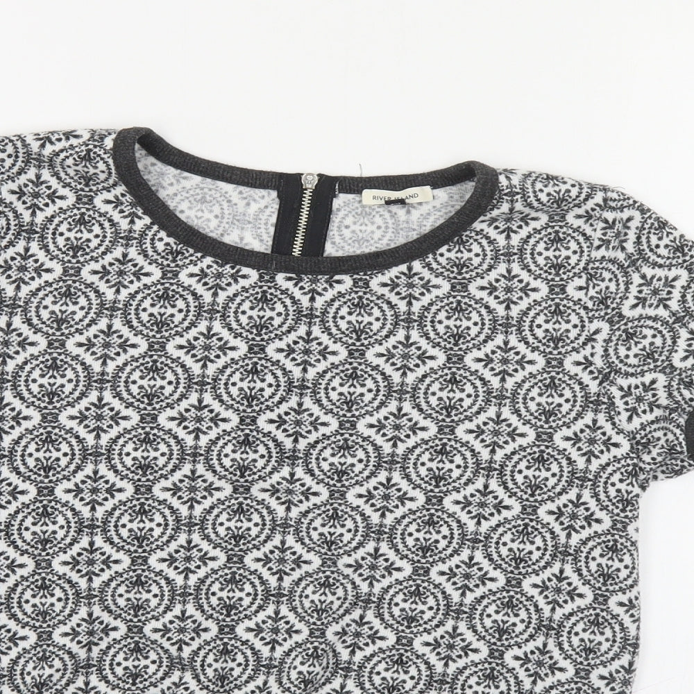 River Island Womens Black Round Neck Geometric Polyester Pullover Jumper Size 10